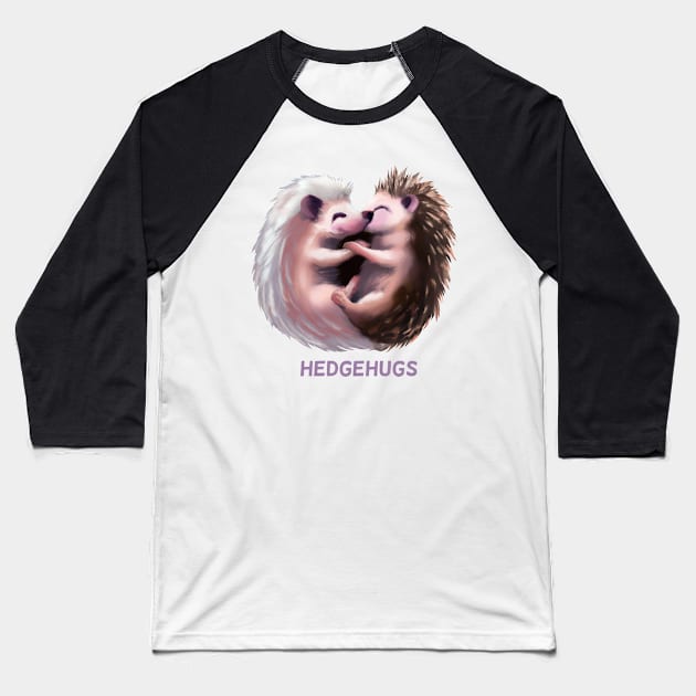 Hedgehugs hedgehog cute pun funny animal love graphic Hugs Baseball T-Shirt by dramabite